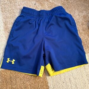 Under Armour Blue and Yellow Athletic Shorts - Kids
